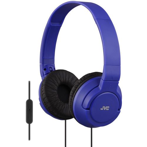 JVC HASR185 Lightweight Powerful Over Ear Headphones With Remote And Mic - Blue