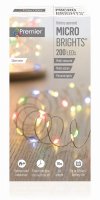 Premier Decorations MicroBrights Battery Operated Multi-Action Lights with Timer 200 LED on Silver Wire - Multicoloured