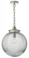 Dar Tamara 1 Light Pendant Satin Nickel / Clear