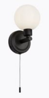 Knightsbridge 230V IP44 G9 Single Wall light with Round Frosted Glass - Matt Black - (BA01S1MB)