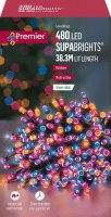 Premier Decorations SupaBrights Multi-Action 480 LED with Green Cable - Rainbow