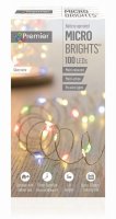 Premier Decorations MicroBrights Battery Operated Multi-Action Lights with Timer 100 LED on Silver Wire - Multicoloured