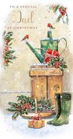 Christmas Card - Dad - Wellies Watering Can - At Home Ling Design
