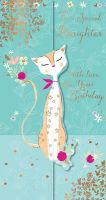 Birthday Card - Daughter - Cat - 3 Fold - Ling Design