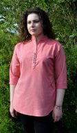 Fine cotton - coconut button top - soft red