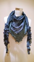 Ladies Blue Broiderie Anglaise Detail Scarf - Free Gift Bag