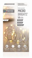 Premier Decorations MicroBrights Battery Operated Multi-Action Lights with Timer 50 LED on Silver Wire - Warm White