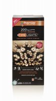 Premier Decorations Timelights Battery Operated Multi-Action 200 LED with Green Cable - Warm White