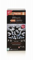 Premier Decorations Timelights Battery Operated Multi-Action 200 LED with Green Cable - White