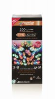 Premier Decorations Timelights Battery Operated Multi-Action 200 LED with Green Cable - Multicoloured