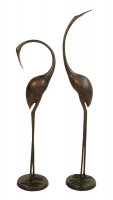 Solstice Sculptures Contemp Cranes Pair 90/76cm -Dk Verdigris