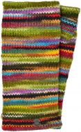 Pure wool - electric stripe wristwarmers - green