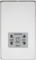 Knightsbridge Screwless 115/230V Dual Voltage Shaver Socket - Polished Chrome with Grey Insert - (SF8900PCG)