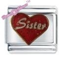 Sister Glitter Heart Italian Charm