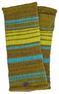 Fully lined - narrow stripe - wristwarmers - greens