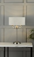 Laura Ashley Sorrento 3 Light Table Lamp Satin Nickel with Natural Shade