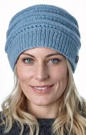 Lace Ridge Beanie - pure wool - fleece lined - dusk blue