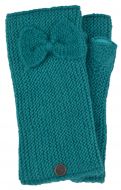 Pure wool - single bow - wristwarmers - turquoise