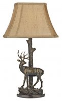 Dar Gulliver Deer Table Lamp In Aged Brass with Shade