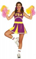 Womens Cheerleader Fancy Dress Outfit Uniform Halloween Costume USA High School
