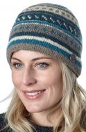 NAYA - Pattern Beanie - pure wool - aqua