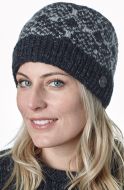 Pure Wool Snow Pattern Beanie - Charcoal