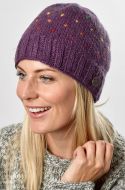 Pure Wool Rainbow tick beanie - grape