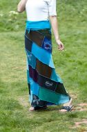 Embroidered - long length skirt - blue