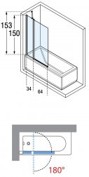 Novellini Young 2.0 3V Inline Fixed and Hinged Bath Screen