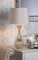 Laura Ashley Nevern Table Lamp Champagne Glass & Polished Chrome with Shade