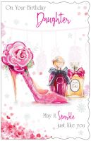 Birthday Card - Large - Daughter - Shoe Perfume - Glitter Out of the Blue