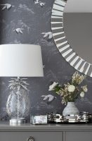 Laura Ashley Pineapple Table Lamp Clear Cut Glass & Brushed Chrome with Shade