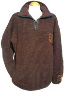 Fleece lined - pure wool - pullon - patch - brown