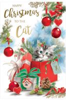 Christmas Card - To The Cat - Cat in Present - Aura