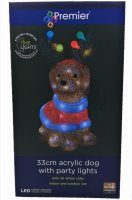 Premier Decorations Battery Operated Lit Acrylic Xmas Dog 33cm