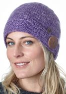Big button cloche - pure wool - fleece lined - violet