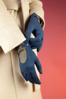 Powder UK Ladies Genevieve Faux Suede Gloves - Navy & Tweed