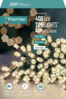 Premier Decorations Timelights Battery Operated Multi-Action 400 LED with Green Cable - Warm White