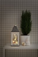 Konstsmide Battery Operated Wooden Lantern with Warm White LED - House