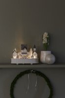 Konstsmide Battery Operated Wooden Houses & Church with Warm White LED
