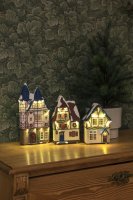 Konstsmide Battery/USB Operated Set of 3 Small Houses with Warm White LED