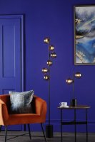 Dar Spiral 2 Light Table Lamp Matt Black with Smoked Glass