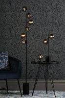 Dar Spiral 6 Light Floor Lamp Matt Black with Smoked Glass
