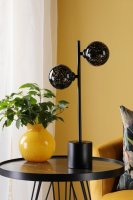 Dar Spiral 2 Light Table Lamp Matt Black with Black Confetti Glass