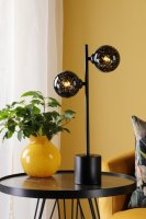 Dar Spiral 2 Light Table Lamp Matt Black with Black Confetti Glass