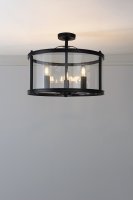 Laura Ashley Harrington 3 Light Semi-Flush Matt Black and Glass