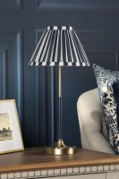 Laura Ashley Denwick Table Lamp Matt Antique Brass and Satin Blue with Shade