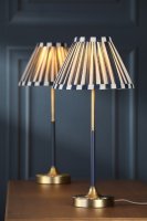 Laura Ashley Denwick Table Lamp Matt Antique Brass and Satin Blue with Shade