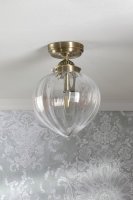 Laura Ashley Whitham Bathroom Ceiling Light Antique Brass and Ribbed Glass IP44