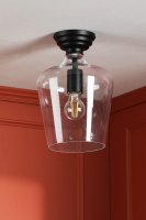 Laura Ashley Ockley Semi-Flush Matt Black and Glass
